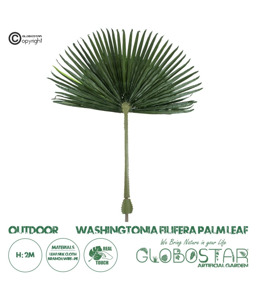 GloboStar® Artificial Garden WASHINGTONIA FILIFERA PALM LEAF 20171 Τεχνητό Διακοσμητικό Φύλο Φοινικόδεντρου Βεντάλια Π170 x Υ200cm